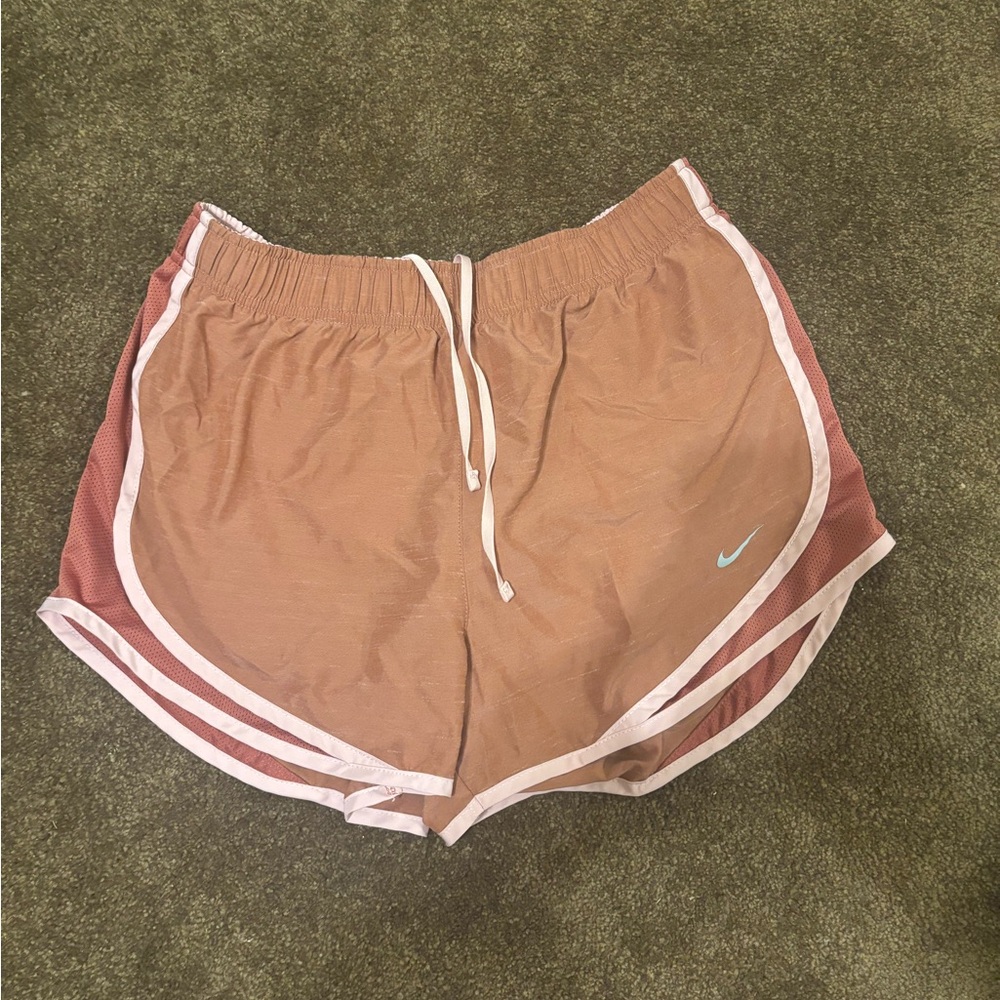 Nike Women's Tan and Pink Athletic Shorts